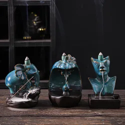 Ceramic European American statue backflow incense burner, creative beauty elephant backflow incense pedestal fragrance diffuser