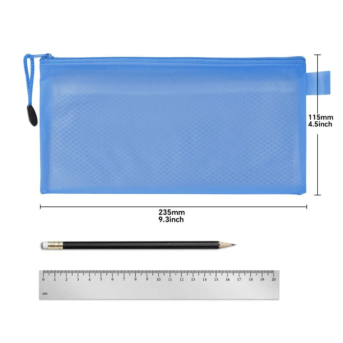 5/10pcs A6Q Light Blue Waterproof Large Capacity Zipper Stationery Pen Storage Bag Multipurpose Cosmetic Bag Nylon Pencil Case