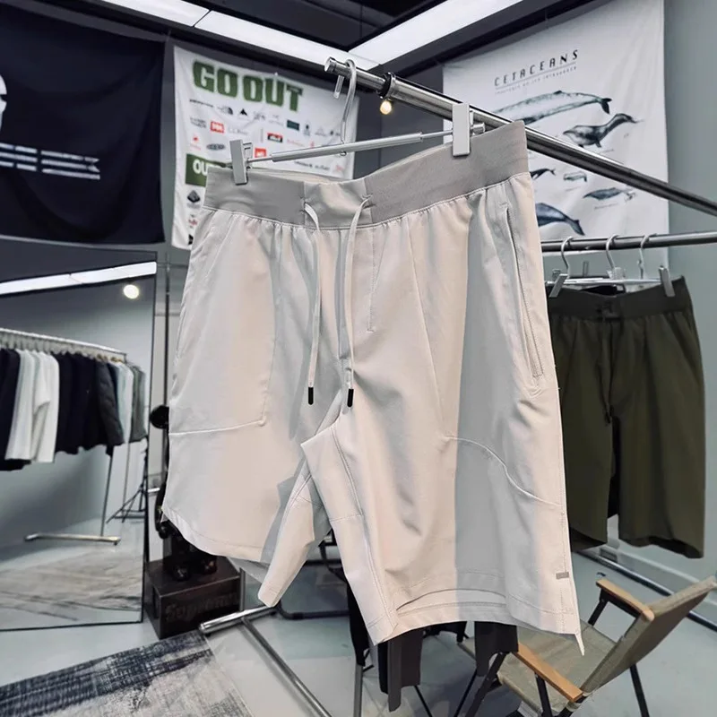 

2026 Summer New American Style Men Five Quarter Pants Thin Loose Plus Size Straight Leg Elastic Waist Sport Casual Daily Bottoms