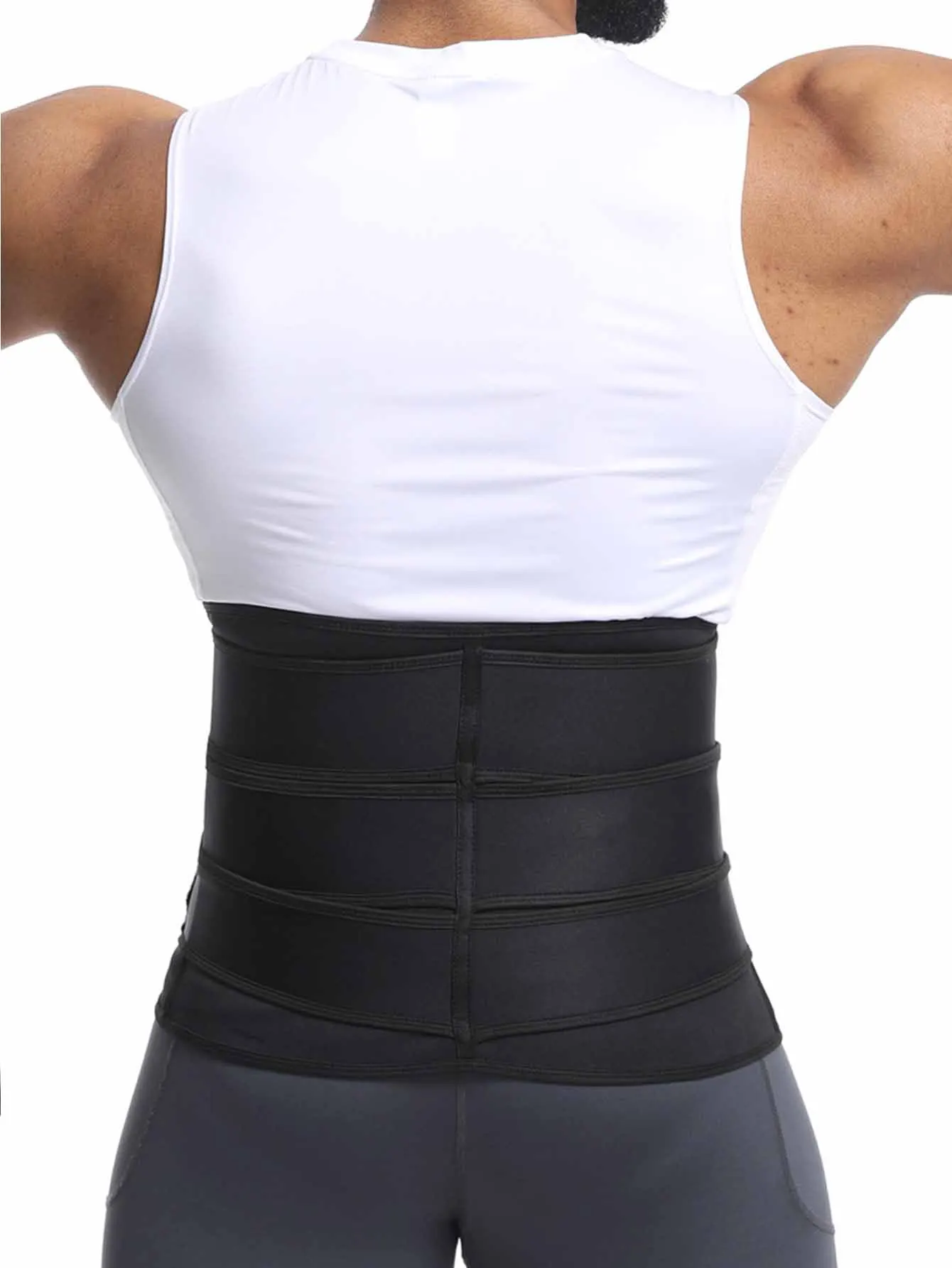 남성용 트리플 벨트 웨이스트 트레이너 (유럽 및 미국 스포츠용): 피트니스 쉐이핑 벨트, 땀 증가 기능이 있는 복부 조절 거들