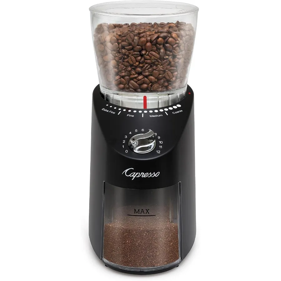 Macinacaffè conico ad alta precisione per gli appassionati di caffè: impostazioni di macinazione regolabili Bave durevoli in acciaio inossidabile Ideale per Ho