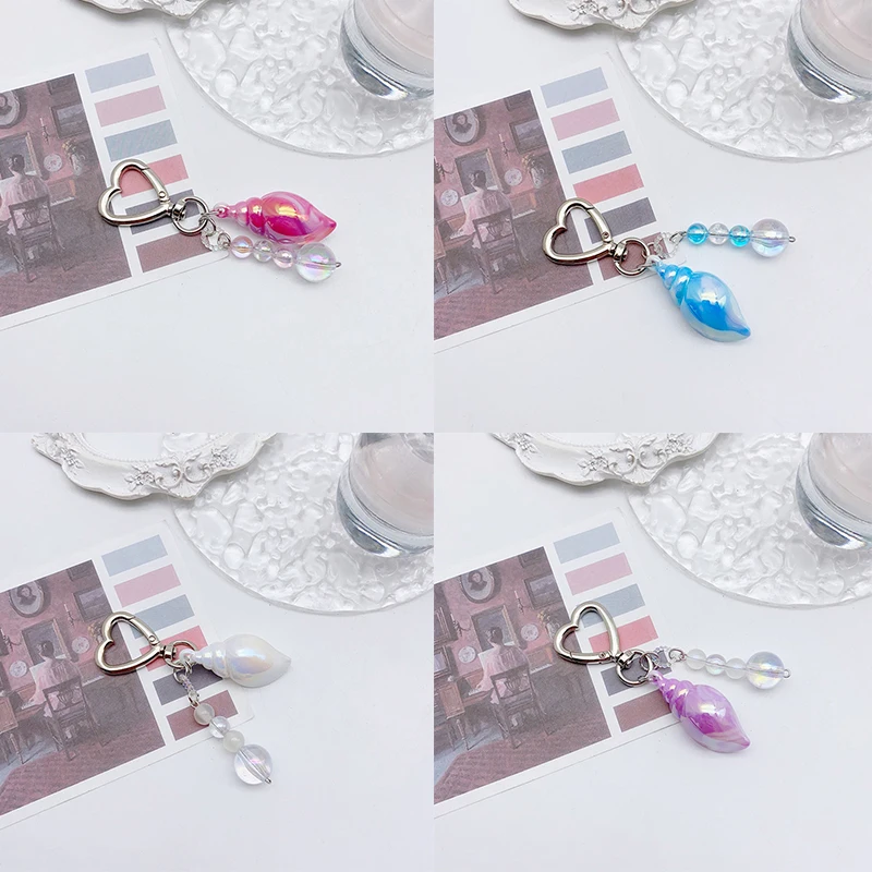 Simple Colorful Shell Conch Keyring Creative Beaded Keychain Car Key Accessories School Bag Pendant Best Friend Gifts