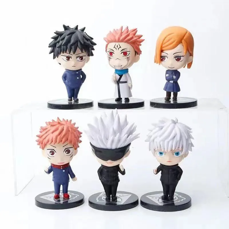 Jutsu-装飾的な置物のおもちゃ,アニメの置物のおもちゃ,tadori yuji,kugisaki六角形,デスクトップ装飾品,誕生日プレゼント,セットあたり6個