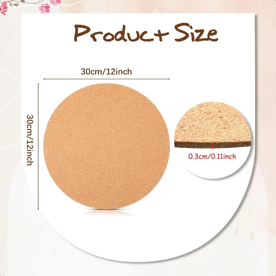 6 قطعة 12 بوصة قاعدة أكواب نباتية الفلين حصيرة الفلين الركيزة للنباتات المستديرة ماصة Corkboard حصيرة وسادة زارع الصحون لتناول الطعام المطبخ #3
