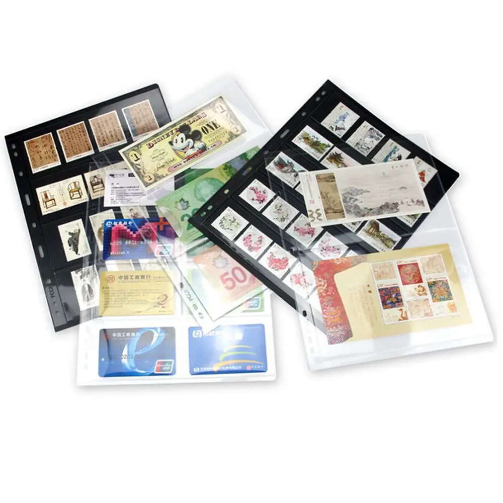 Bottom PVC Banknotes Collection Commemorative Coin Medallions Badges Sketchbook Holder Postage Page Stamps Grid Stamp Album