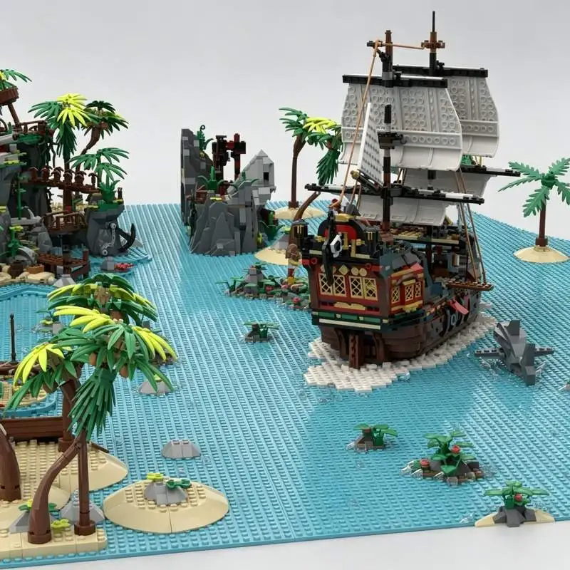 5794PCS MOC Pirate Island Diorama Scene Model Building Blocks DIY Assembly Toy Creative Educational Display Collection Gift