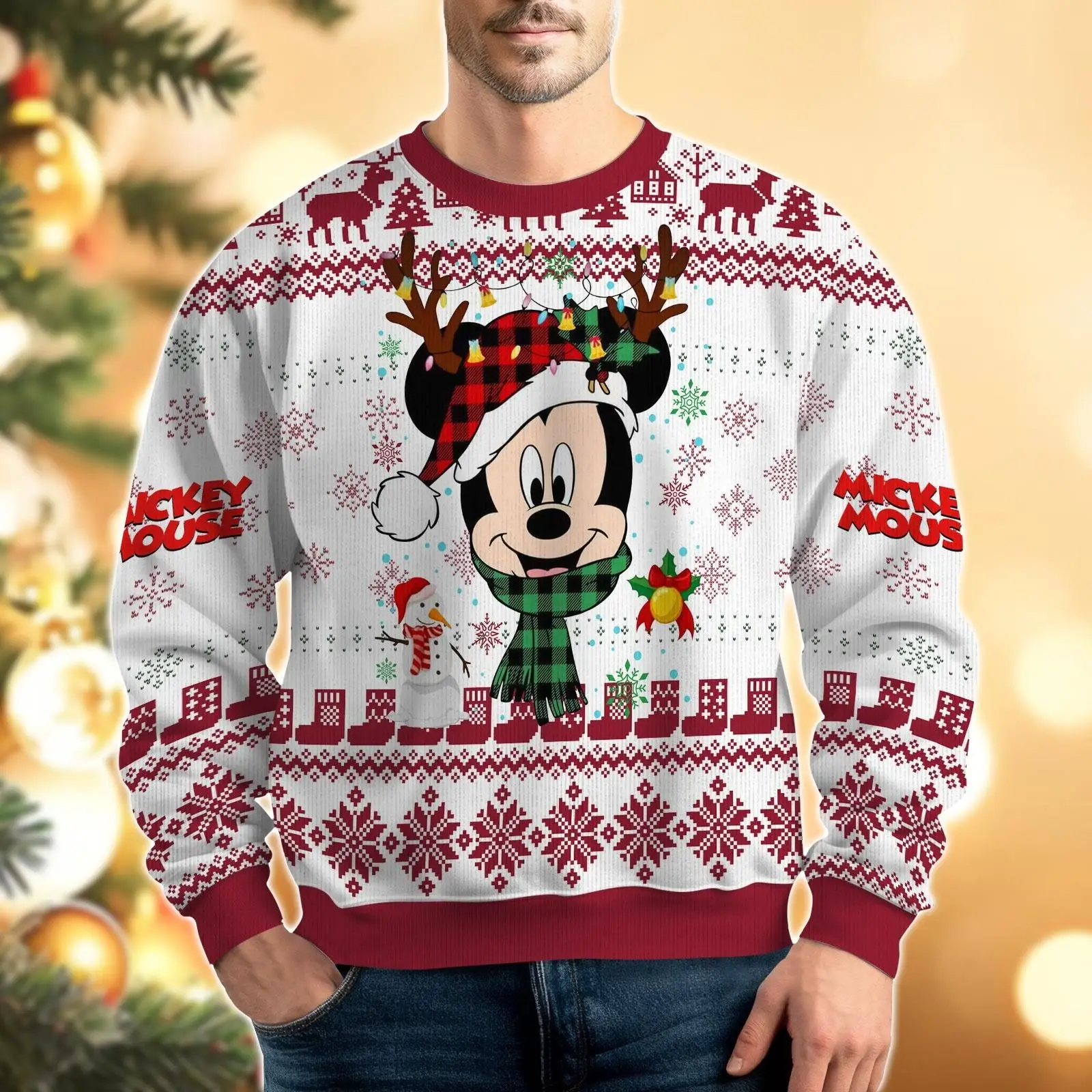 Mickey Mouse Ugly Sweater Mickey Christmas Sweater Disney Movie Cartoon Boys and Girls Sweater Christmas Family Sweater