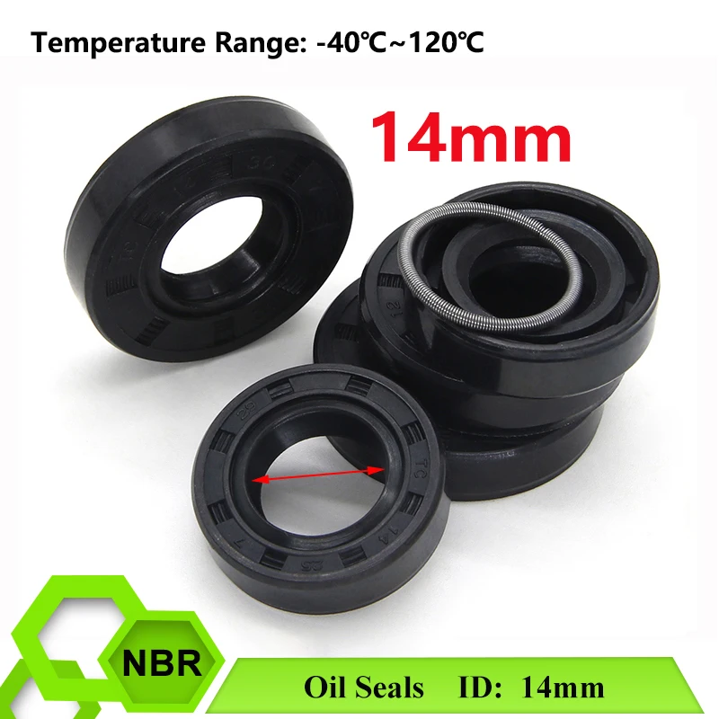 2/5/10pcs Black NBR Oil Seals ID14mm TC-14*22/24/25/26/27/28/30/35*5/6/7/8/10mm Nitrile Rubber Shaft Double Lip Rubber Gaskets