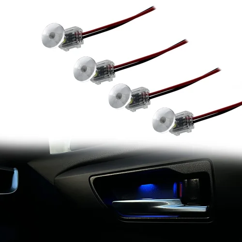 Luz LED ambiental transparente, cuerpo de lámpara circular, luz interior de cuenco para coche, manija de puerta, luces de pasamanos, Lámpara decorativa, 4 Uds.