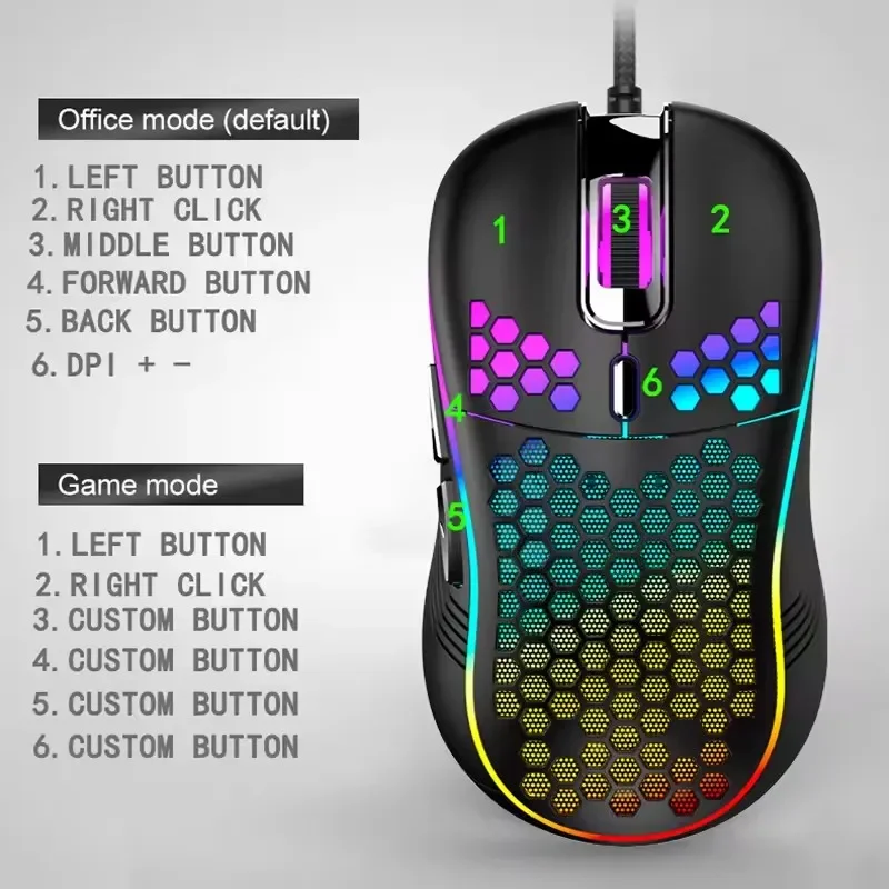 

ZLRLMHY USB Wired Gaming Mechanical Mice Luminous Light Mouse 7200DPI Adjustable Optical Gamer Mice for PC Computer Game