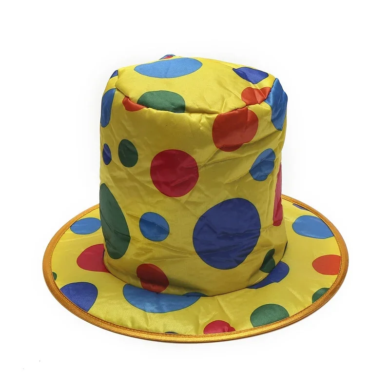 Chapeaux haut de forme de clown drôles pour hommes et garçons adultes, chapeau à pois, costume d'Halloween unisexe, accessoires de cosplay, fête, 1 pièce