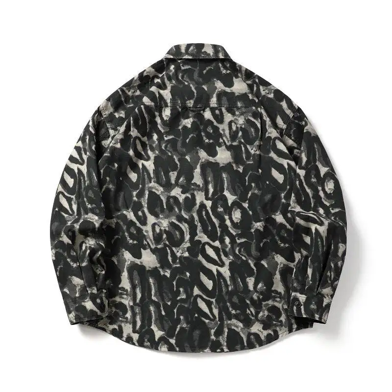 Men's high quality leopard print camouflage long sleeve shirt