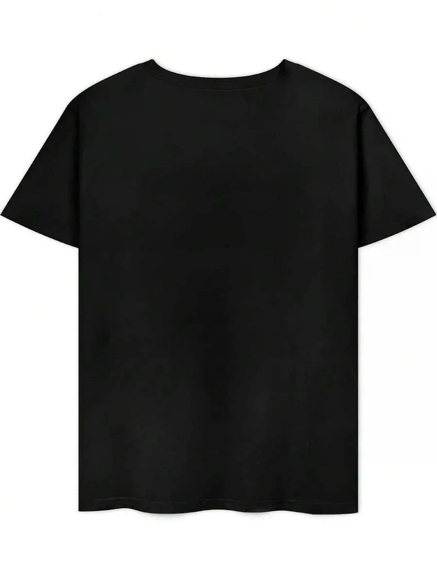 Street Style Men's Round Neck Black T-Shirt,Fun Medical Symbol Print, 100% Pure Cotton, Available In All Sizes