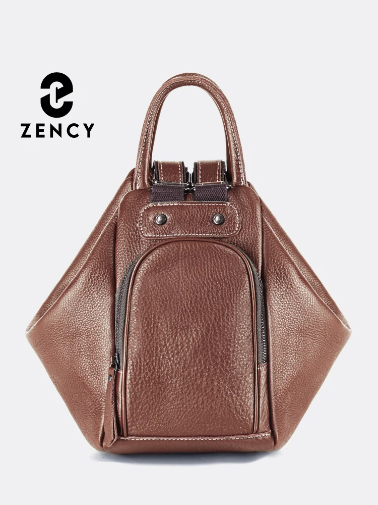 Zency Genuine Leather Women's Backpack Knapsack Large Capacity 2024 Designer Shoulder Bag Rucksack For Travel Large Storage Bag