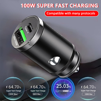 Mini 100W USB Car Charger Dual Ports Fast Charging Type C Car Charger For IPhone Xiaomi Huawei Samsung Car Charger Supplies