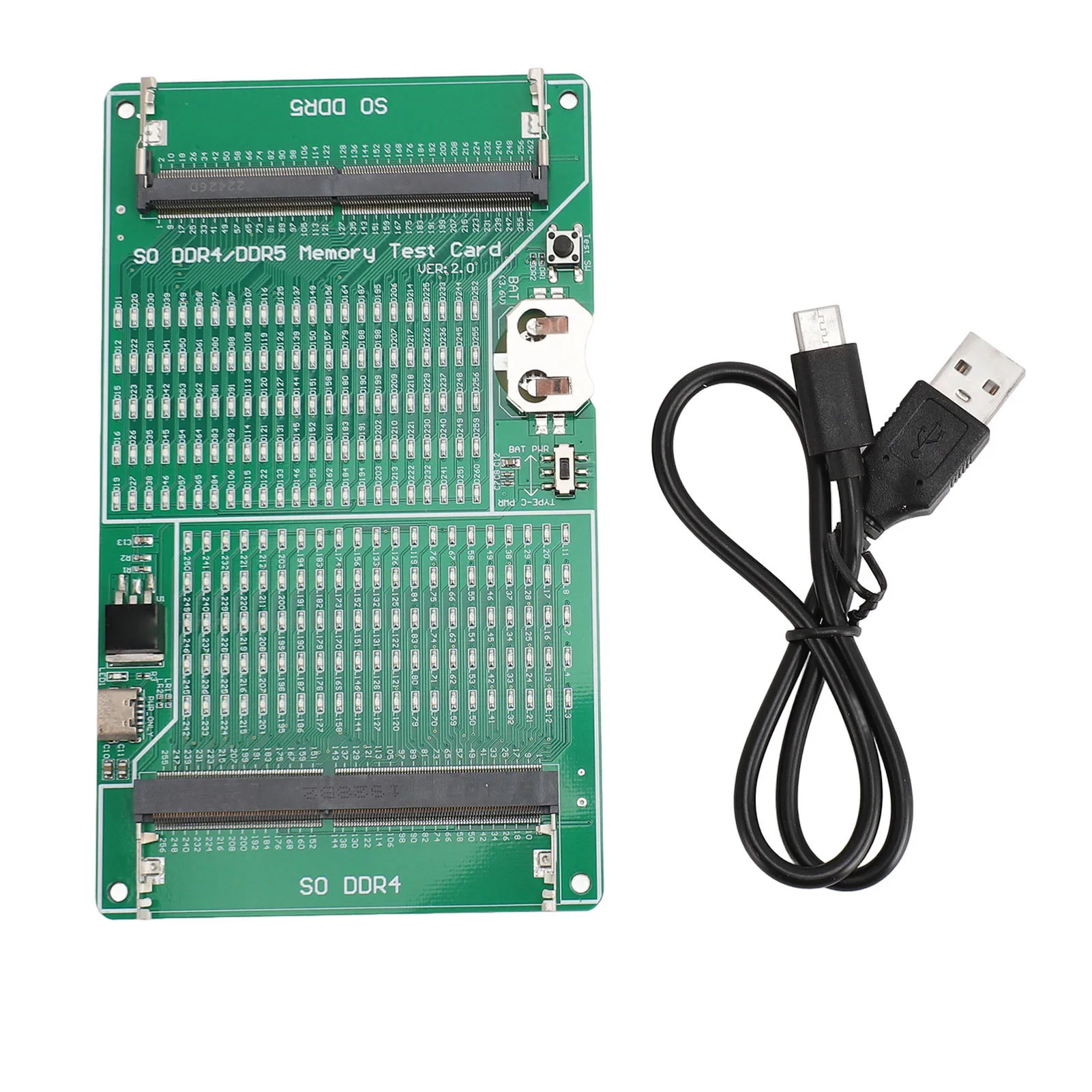 DDR4 DDR5 Memory Test Card DDR4 DDR5 Memory Tester 2 in 1 Multifunctional Memory Slot Test Card with LED Indicator for Laptop