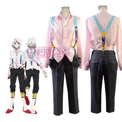 Anime Juzo Suzuya Rei Cosplay Costume Full Set White / Pink Shirt Pants Straps Kneecap Anime Comic Suit Outfit Halloween props