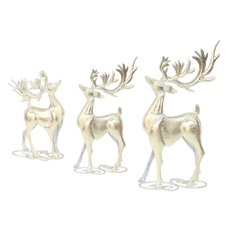 

Iron Art Elk Deer Statue Desktop Reindeer Figurine Ornament Under the Christmas Tree Decoration Home Table Decorations