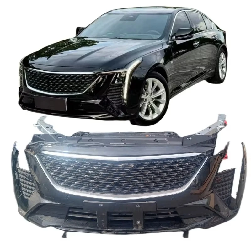 The front and rear bumper body kits of the For Cadillac CT5 include the headlights, fog lights, engine hood and door panels.