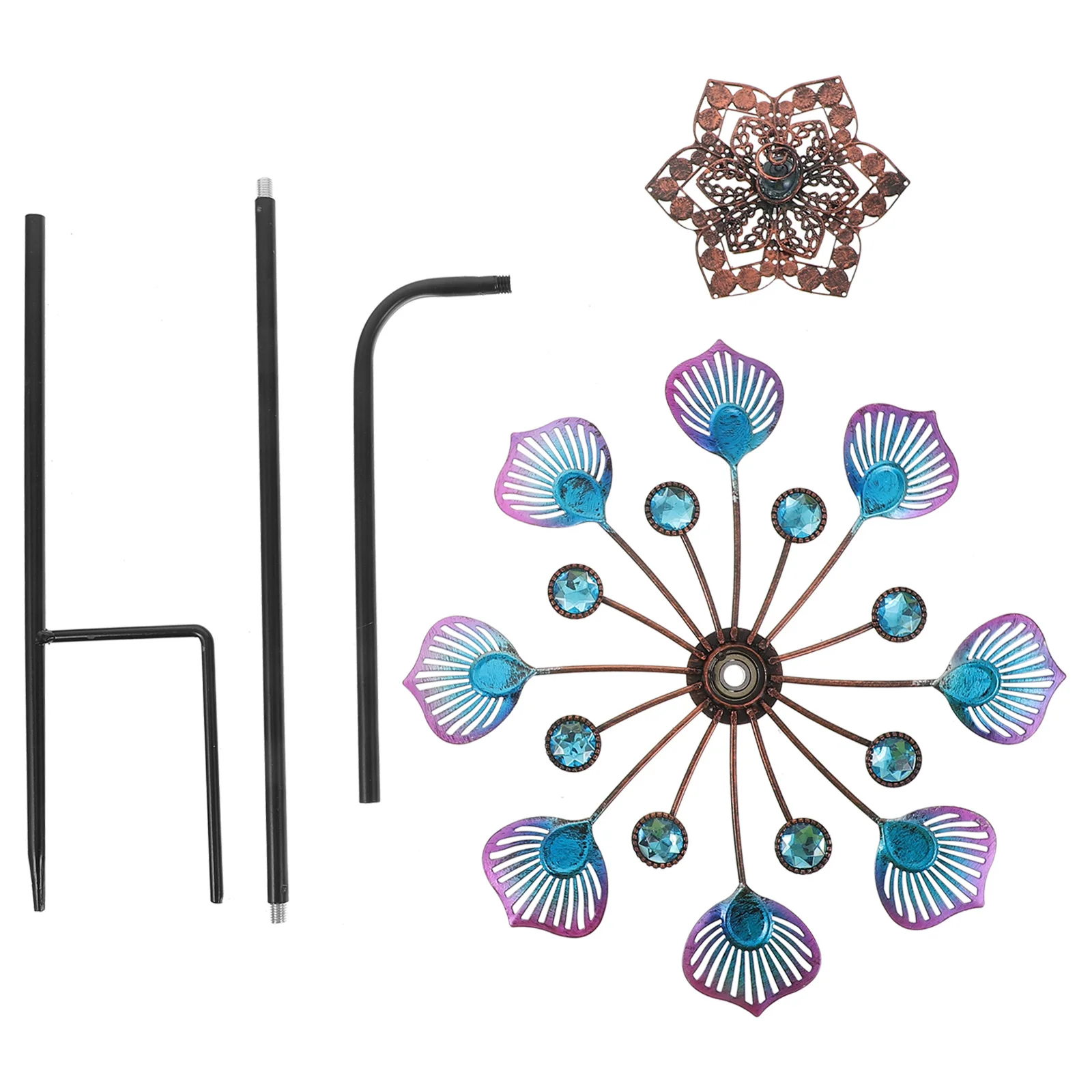 

1Pcs Iron Decorative Windmill Durable Peafowl Tail Rotatory Metal Ornament Outdoor Yard Lawn Patio Decor