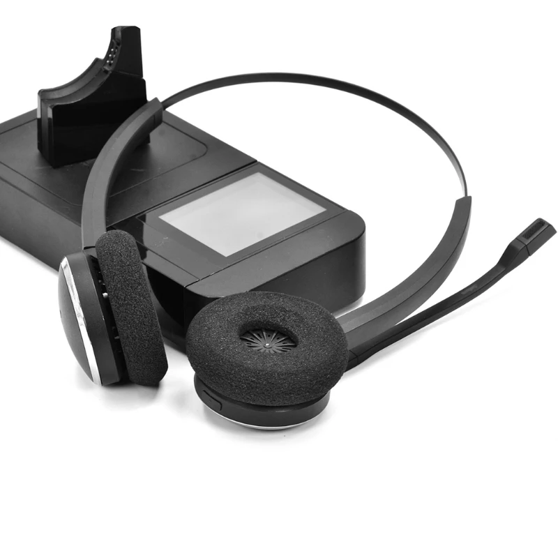 وسادة جلدية الإسفنج وسادات الأذن ل Jabra PRO 920 930 935 9450 9460 9465 9470 سماعة قطع غيار رغوة الذاكرة 1 زوج