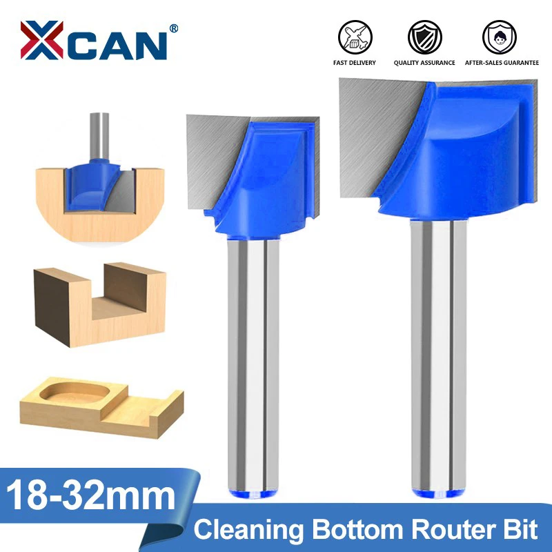 XCAN Bottom Cleaning Router Bit 1pc 8mm Shank 18/20/22/25/30/32mm Carbide End Mill T Slot Wood Milling Cutter