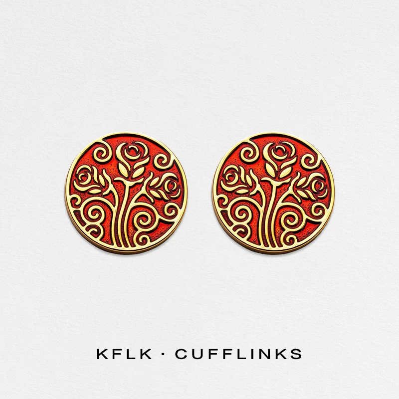 

KFLK Roses Shirt Cufflinks For Men Woman Brand Cuff links Wedding Women Man Button High Quality New Arrival