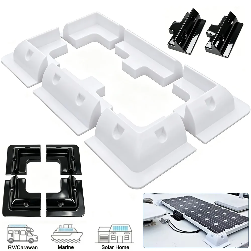 2/4/6Pcs Waterproof RV/Caravan Solar Junction Box ABS Side Panel Bracket Corner Holder Roof Installation for Marine Camper Yacht
