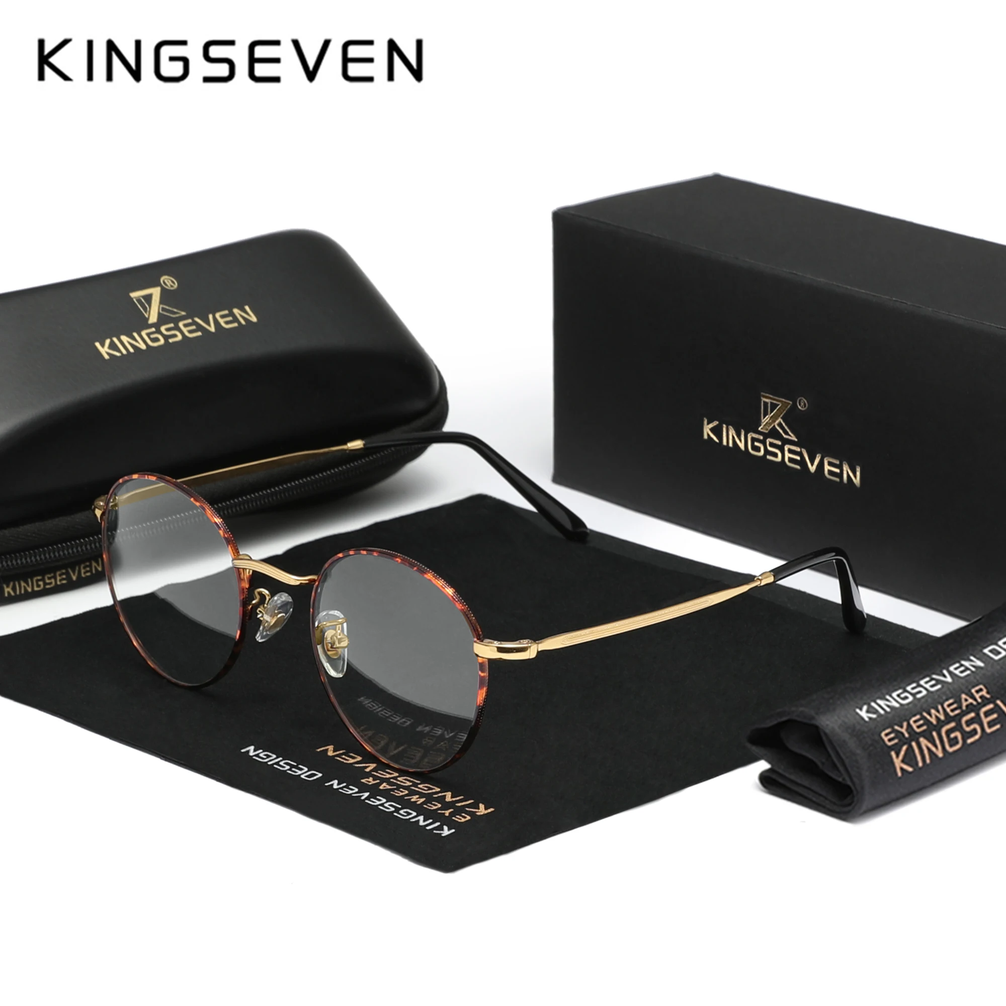 

KINGSEVEN Blue Light Blocking Glasses Men/Women Round Alloy Thin Frame Eyeglasses Computer Phone Anti-Blue Ray Eyewear