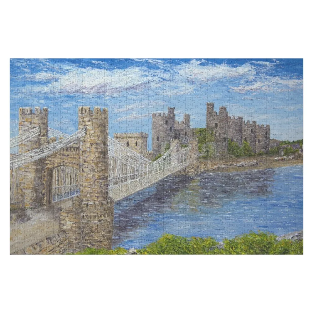 Conwy castle suspension bridge Jigsaw Puzzle Wooden Name Customizable Gift Custom Photo Personalized Gift Ideas Puzzle
