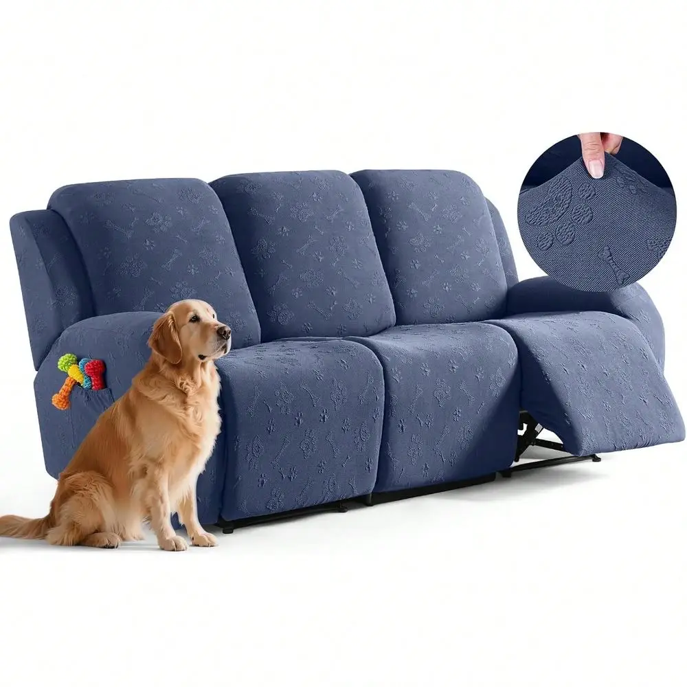 Sofa Covers, 8Pieces Recliner Couch Cover 3 Seater Stretch Recliner Covers Washable With Elastic Bottom Non Slip Furniture Vari
