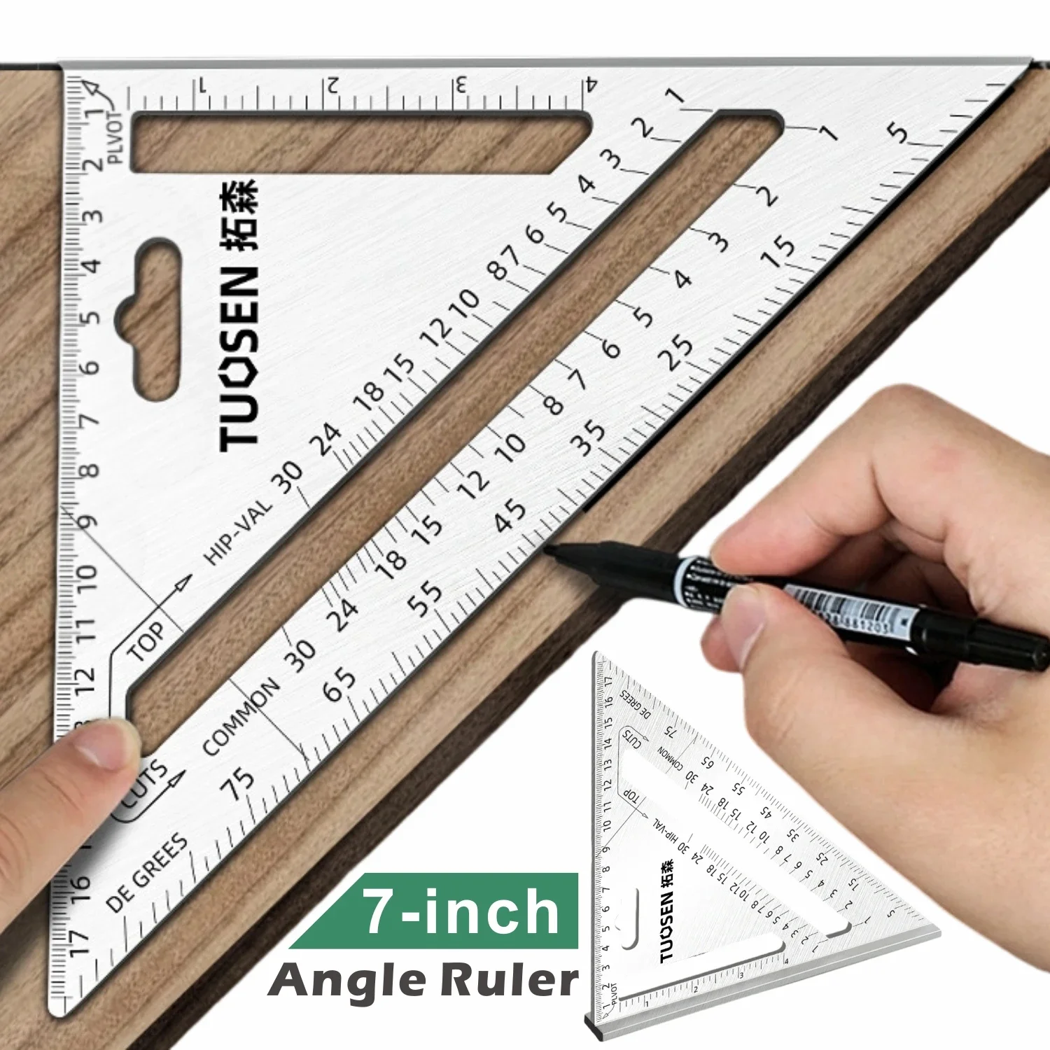 

Precision 7" Aluminum Alloy Angle Protractor-Woodworking Square Ruler with Leather Case for 90 degree-Angle Measurements