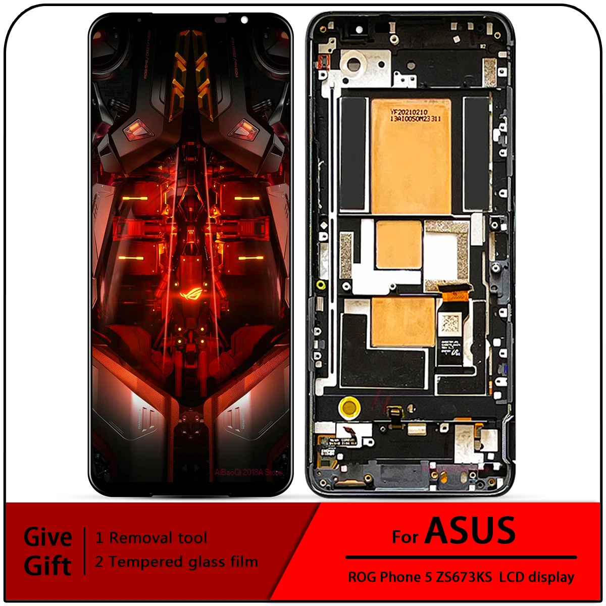 

6.78"Original For Asus ROG Phone 5 ROG 5 Pro LCD Display Screen+Touch Panel Digitizer Frame For ROG 5S Pro 5 Ultimate ZS673KS