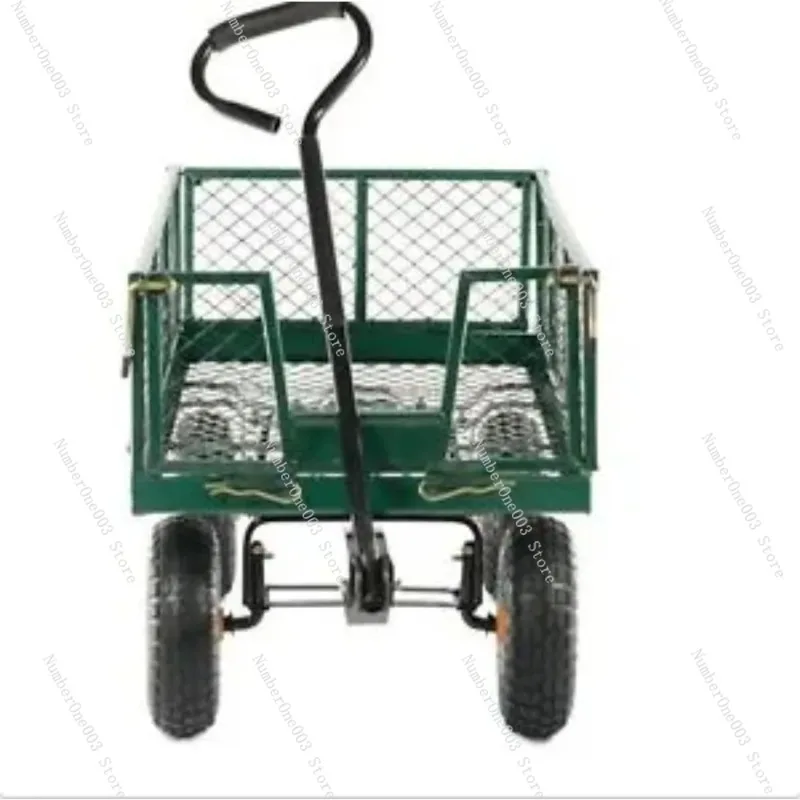 Cart Wagon Steel Mesh Deck, Garden Carts with Bicycle