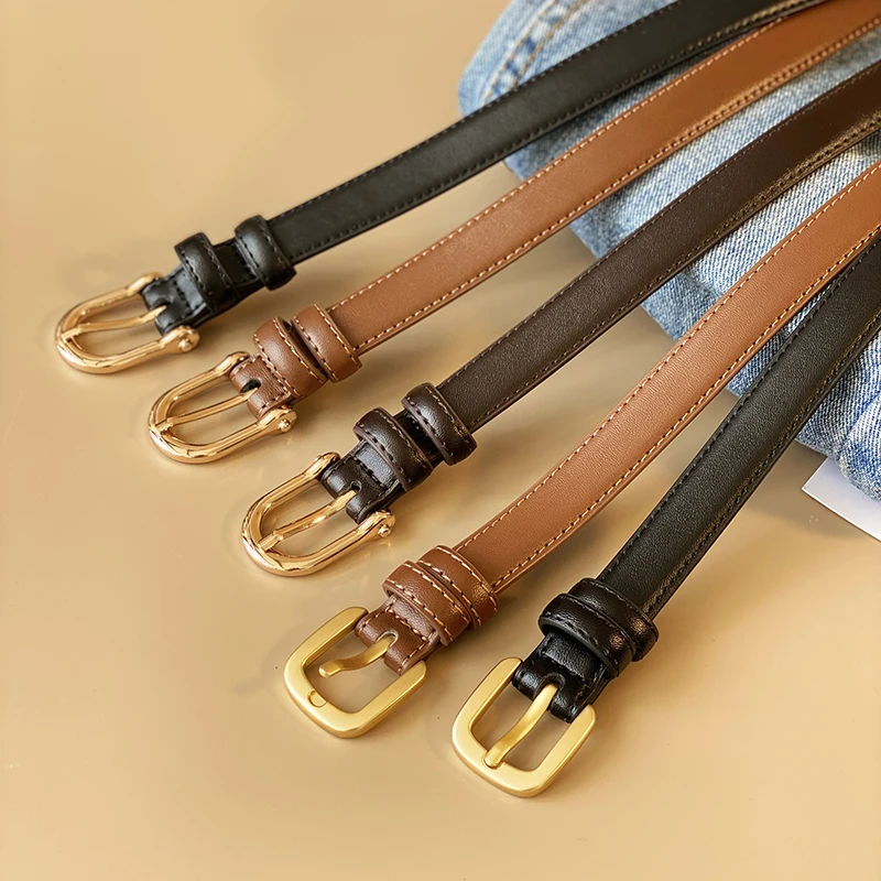 

Elegant Simple Leather Belt for Women Commute Casual Wear Thin Waist Belt Luxury Personality Pants Accessory