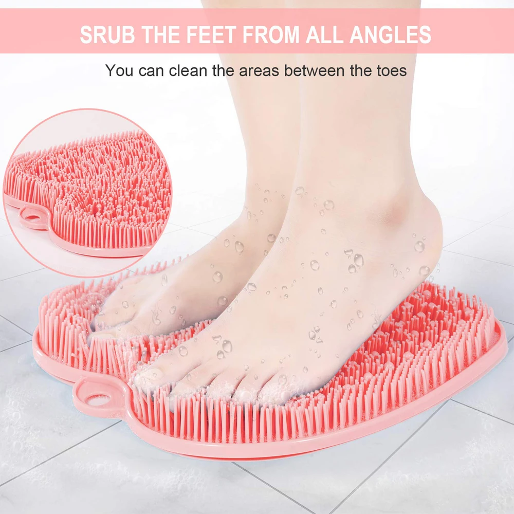 Shower Foot Back Scrubber Silicone Bath Massage Pad Bath Massage Cushion Brush with Suction Cups Wash Foot Mat Exfoliating Brush