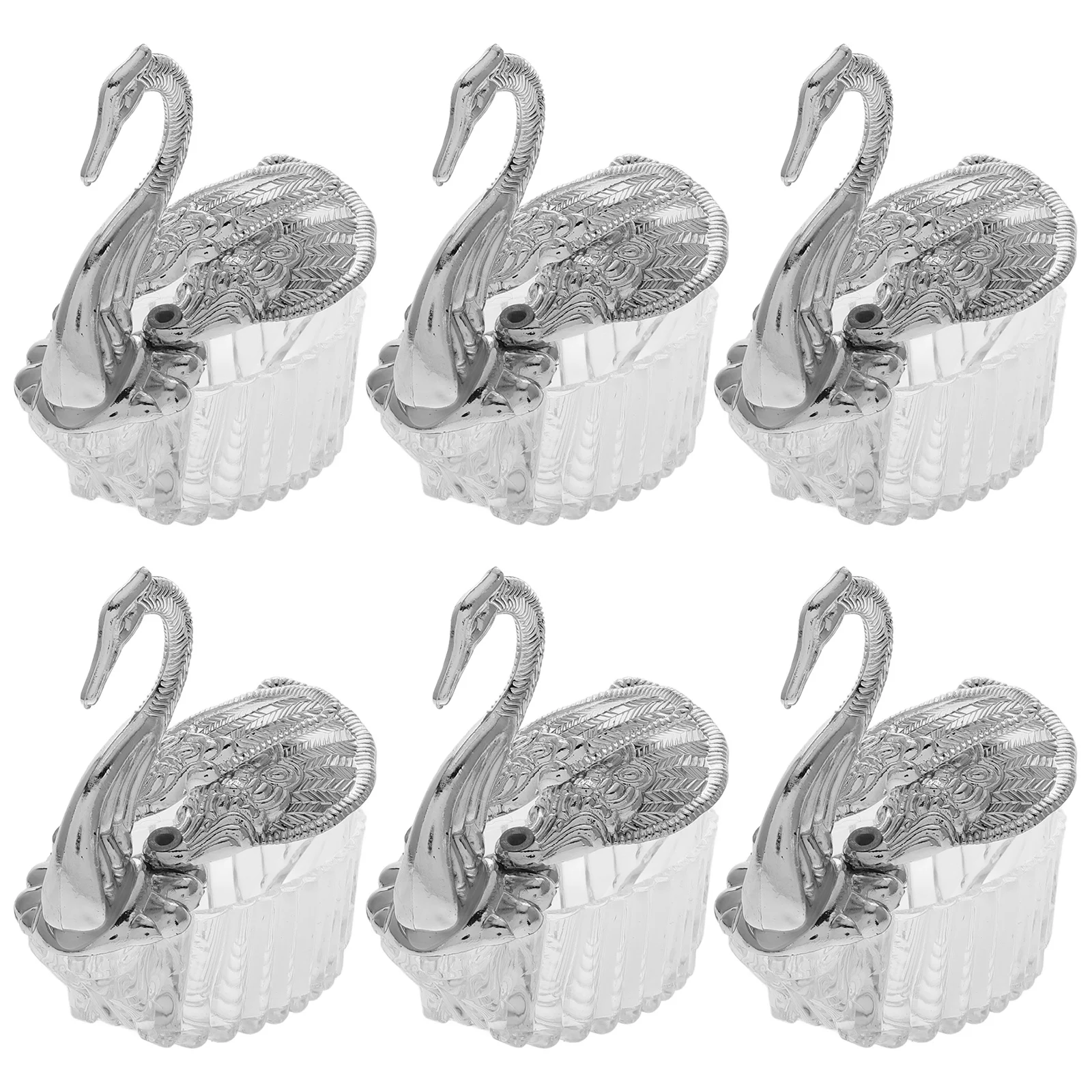 

6 set Small Swan Candy Box Premium Plastic Acrylic Lightweight Gift Container For Wedding Shower Graduation Ceremony Decor