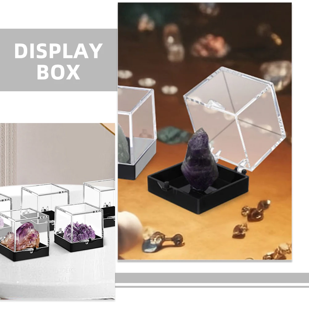 

3 Pcs 35x35x35 Mineral Specimen Display Box Transparent Black Bottom Storage Case Jewelry Packaging Tool Display Container