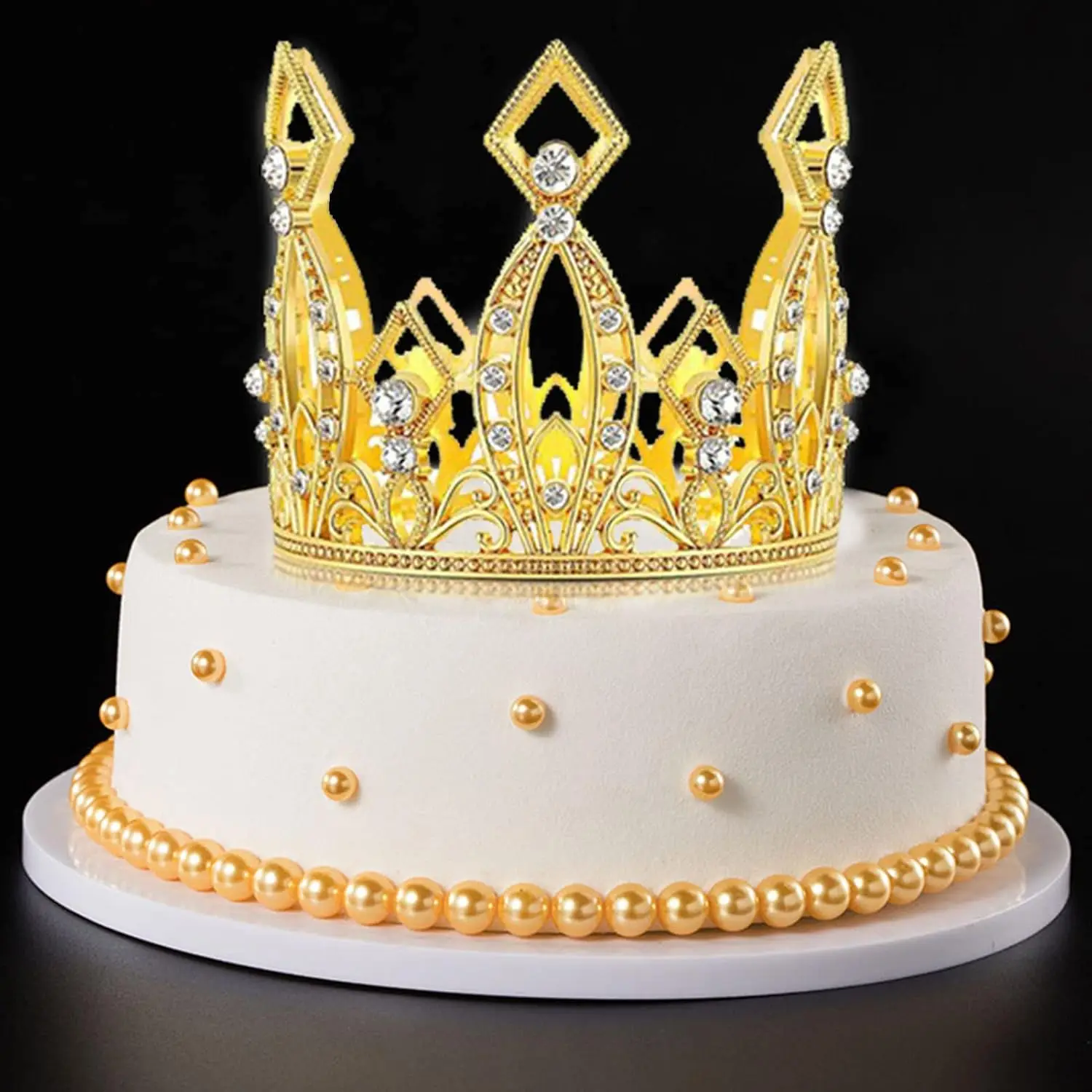 Mini Krone Kuchen Topper Kristall Kopfschmuck Tiara Strass Krone Kuchen Dekoration für Hochzeit Geburtstag Baby Shower Party Gefälligkeiten – Detail 3