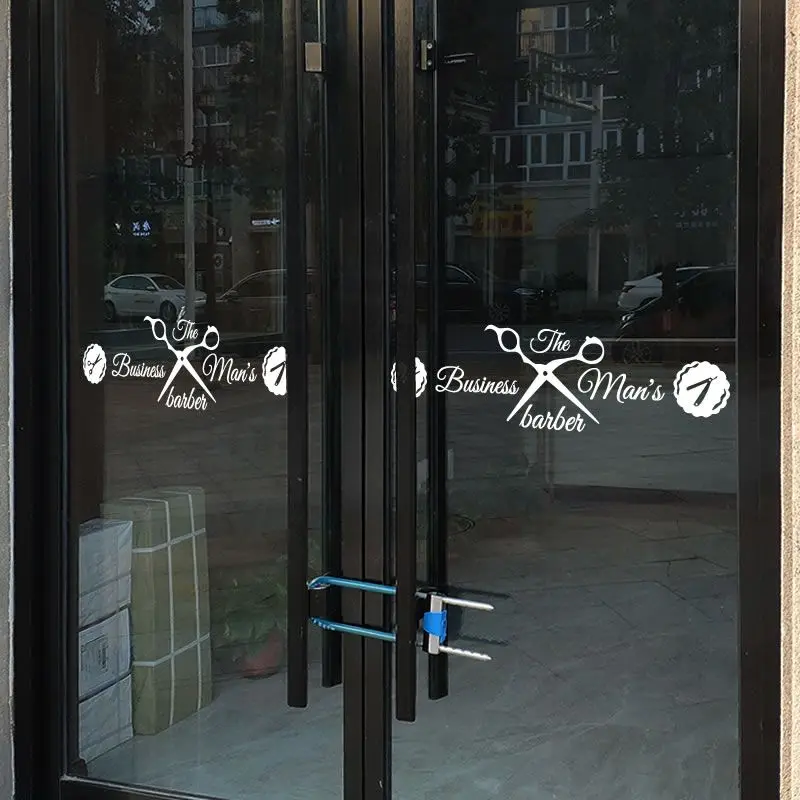 

American Creative Hair Salon Waist Line Glass Door Stickers Personalized Hair Salon Shop Doors Anti Collision Decorations Films