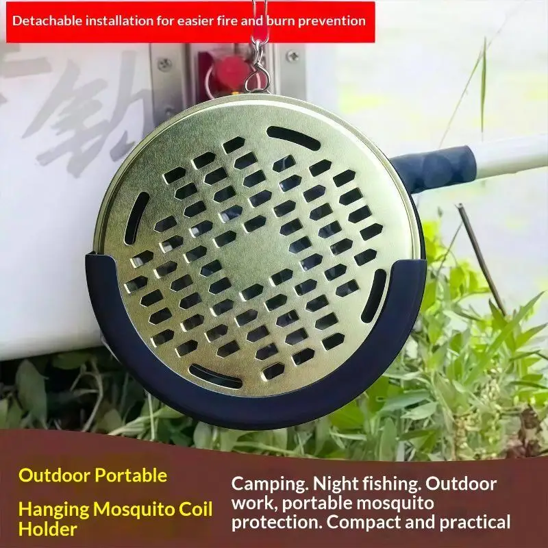 Portable Hanging Metal Mosquito Coil Holder Fireproof Detachable Anti Scald Design For Outdoor Camping Use