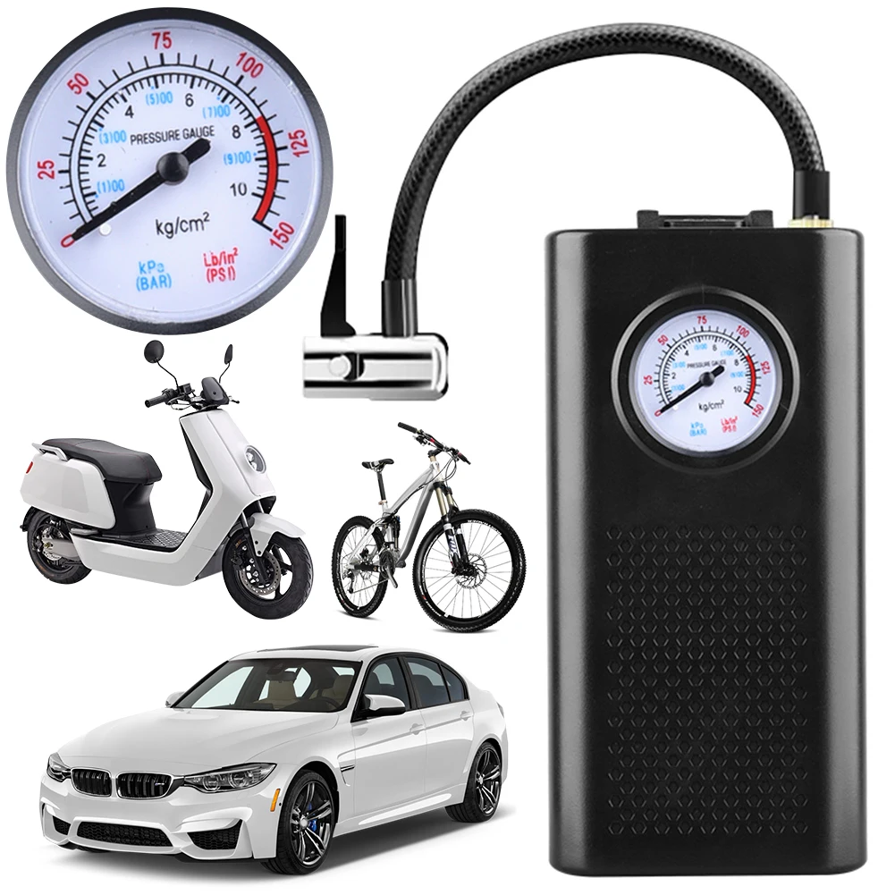 Electric Air Compressor USB Charging Motorcycle Tyre Inflator Multifunctional Electric Tire Air Pump for Motorbike Auto Bicycle