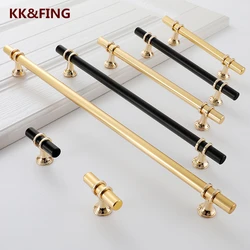 KK&FING Cabinet Wardrobe Door Golden Handles Lengthen Light Luxury Black Bathroom Cabinet Handle Drawer Shoe Cabinet Knobs