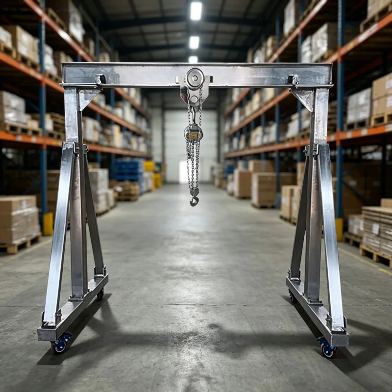 Stainless Steel Mobile Gantry Crane Corrosion Resistant Lifting Hanger Food Workshop Rust Proof Heavy Lifting Support Frame