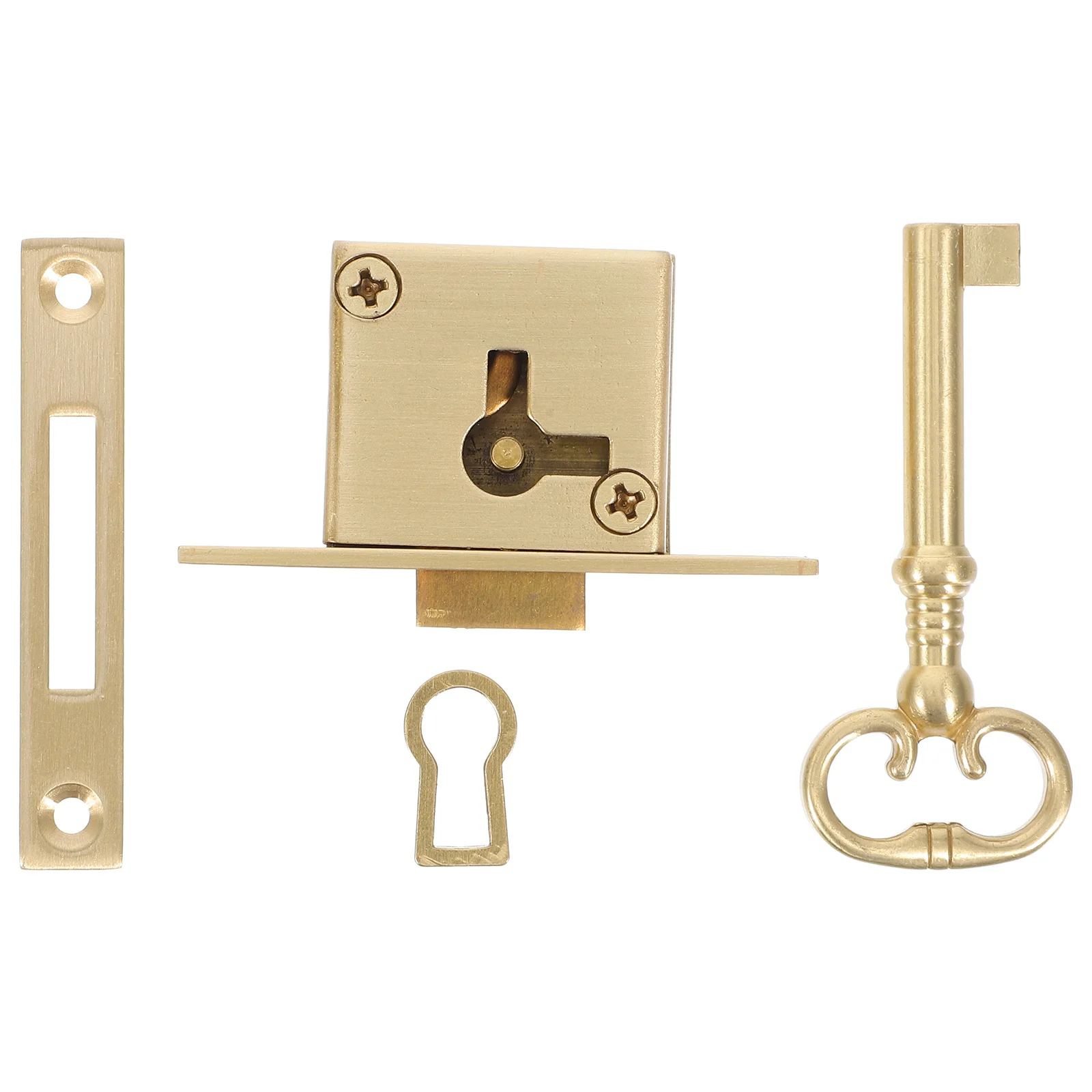 

1Set Brass Cabinet Door Lock Drawer Mailbox Vintage Key Set Easy Installation Secure Valuables Cabinet Door Lock