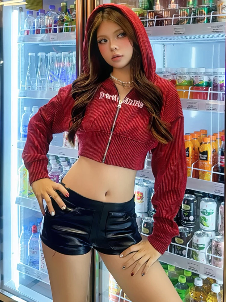 

Weird Puss Letter Цифровой Принт Вельветовая Куртка Женская Осенняя Тенденция Капюшон Молния Полный Рукав Хип-Хоп Hottie Простая Клубная Уличная Одежда