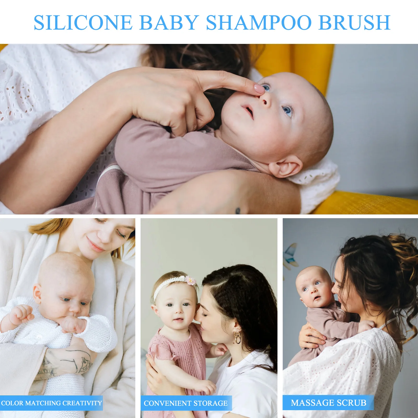 

New Silicone Shampoo Brush Baby Bath Massager Hair Scalp Cleanser Tool for Kids Gentle Daily Use Lightweight Durable for Baby