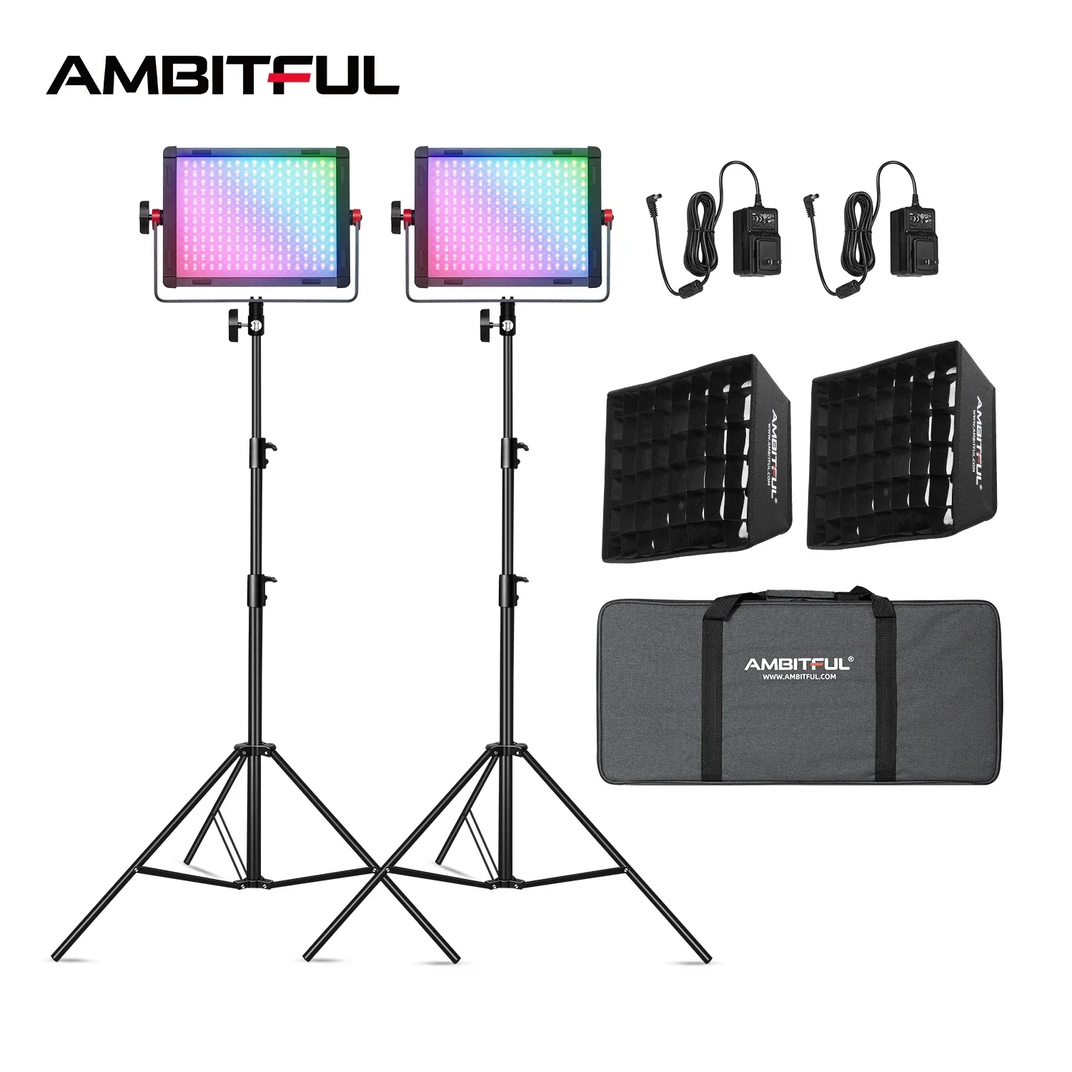 AMBITUFL P35R 30 Вт RGB светодиодный видеосвет для студии профессиональный 2800k-6800k комплект освещения для фотосъемки с подставкой и сумкой