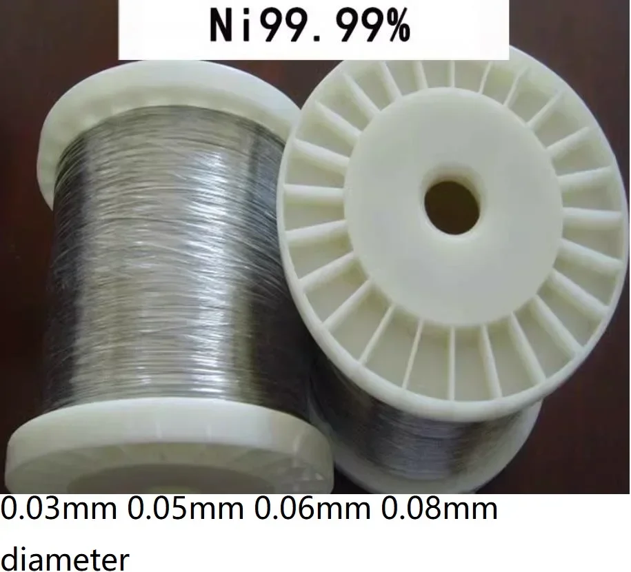 0.03mm 0.05mm 0.06mm 0.08mm diameter Ni 99.99% pure Soft nickel wire N4 N6 Ni line Experimental thin nickel Filament