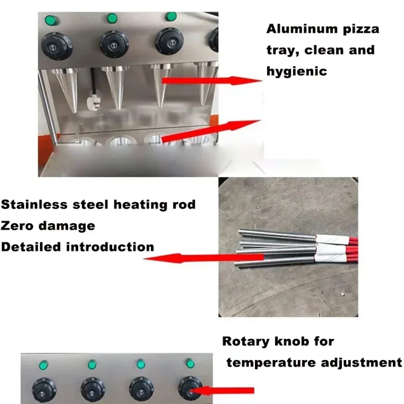 Máquina Popular para Conos de Pizza, Horno Comercial para Conos de Pizza, Máquina de Acero Inoxidable para Conos de Pizza, Máquina para Snacks Saludables